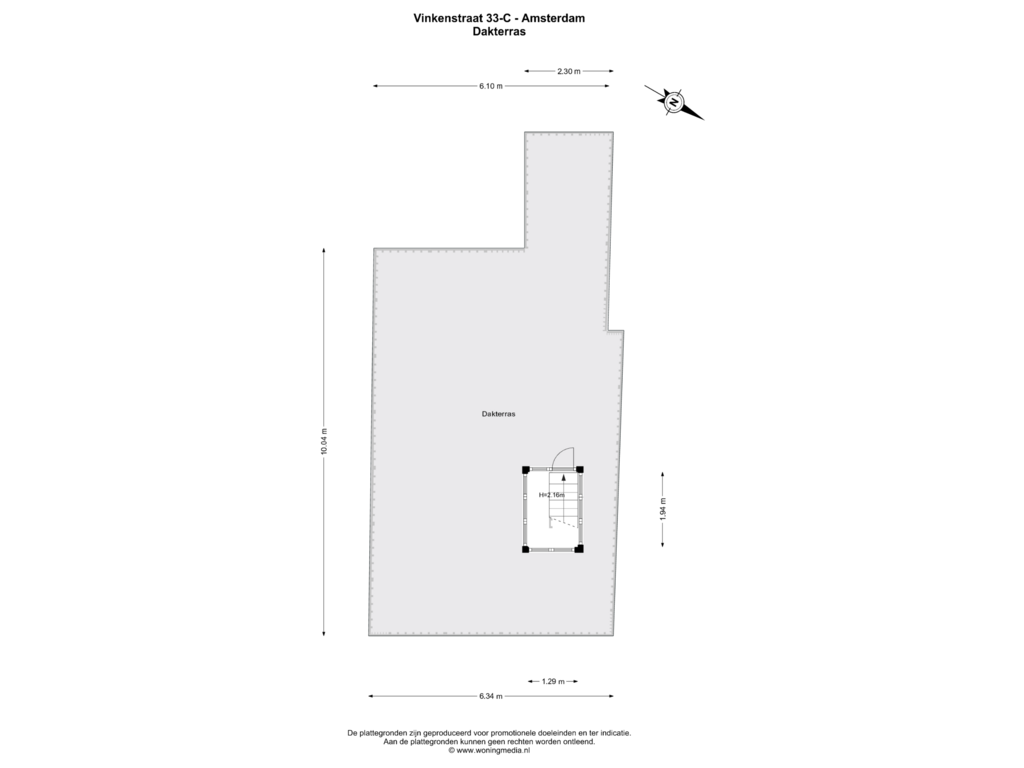 View floorplan of Dakterras of Vinkenstraat 33-C