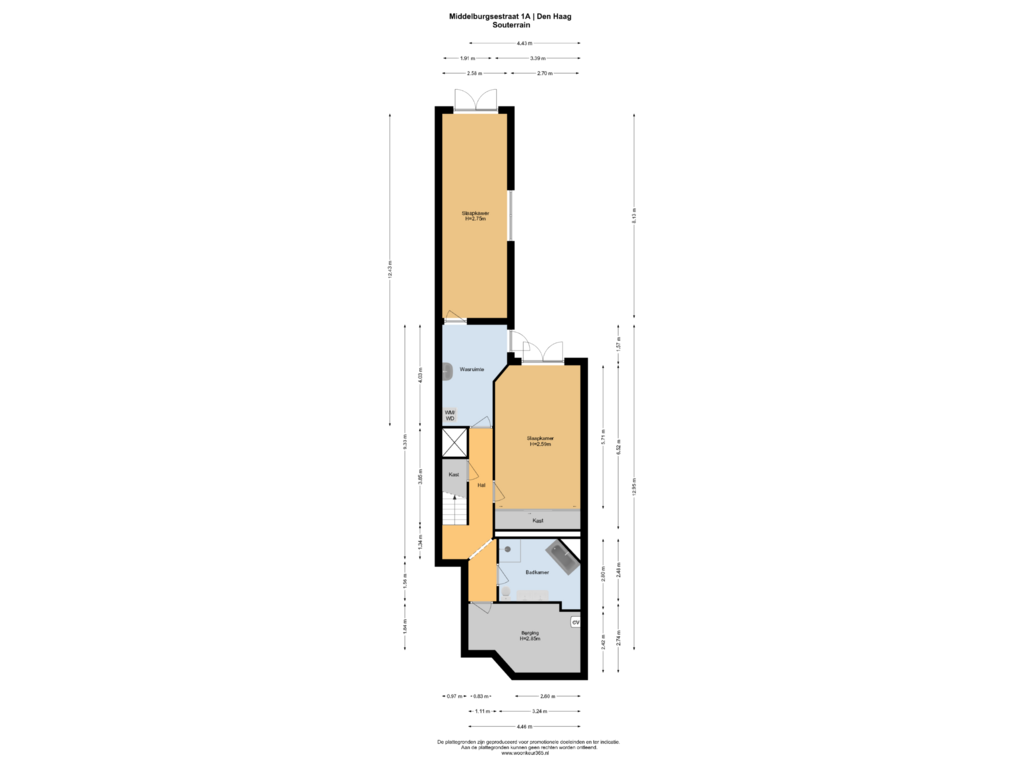 Bekijk plattegrond van Souterrain van Middelburgsestraat 1-A