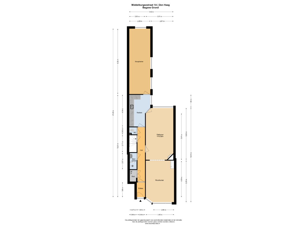 Bekijk plattegrond van Begane Grond van Middelburgsestraat 1-A