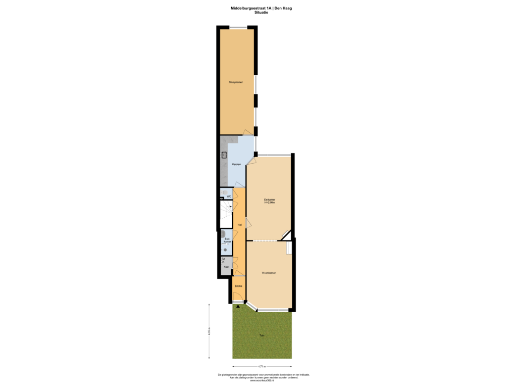 Bekijk plattegrond van Situatie van Middelburgsestraat 1-A