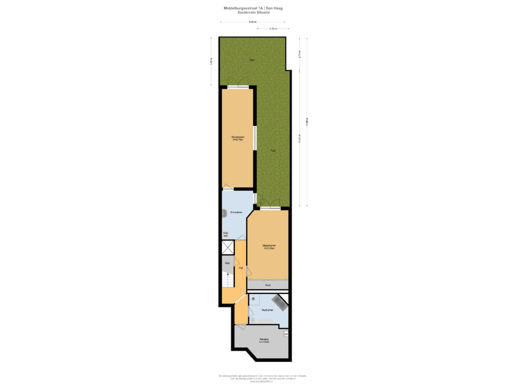 Bekijk plattegrond van Souterrain Situatie van Middelburgsestraat 1-A