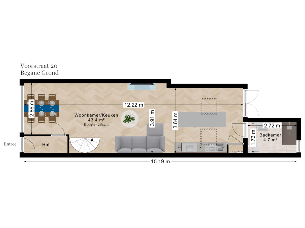 Bekijk plattegrond van Begane Grond van Voorstraat 20