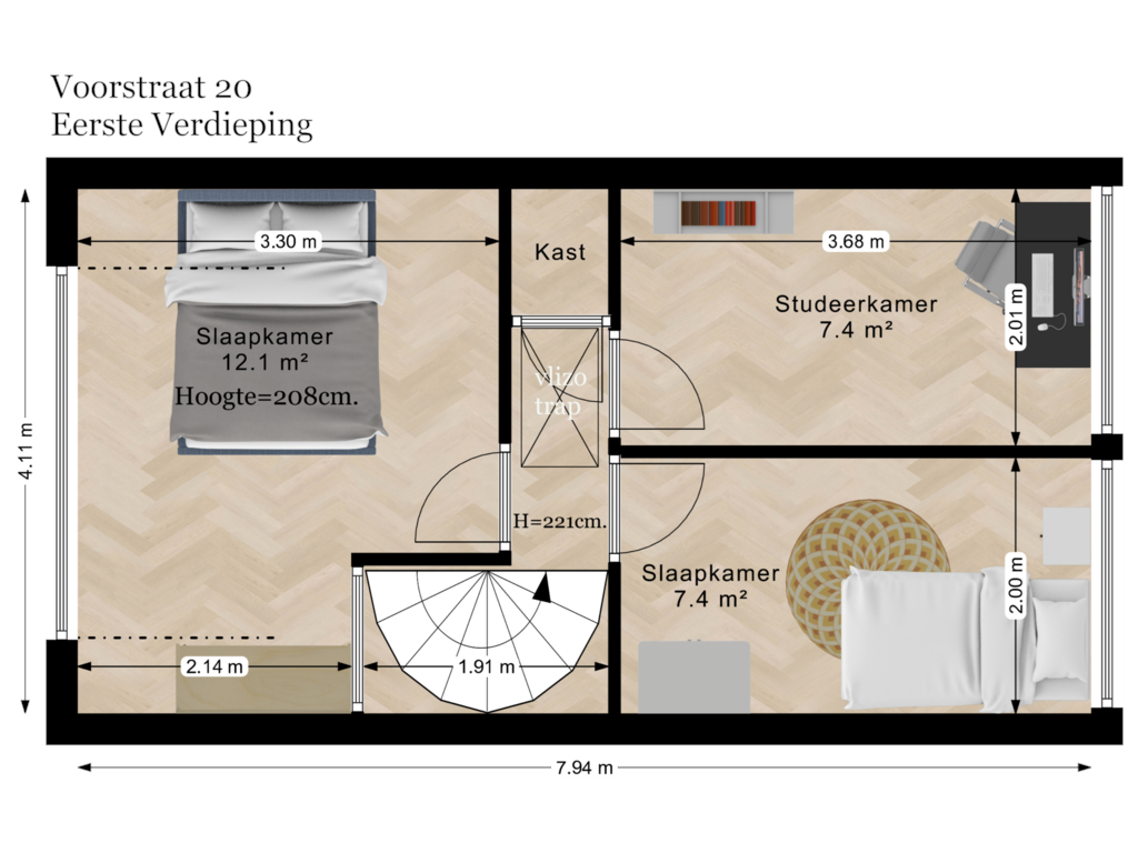 Bekijk plattegrond van Eerste Verdieping van Voorstraat 20