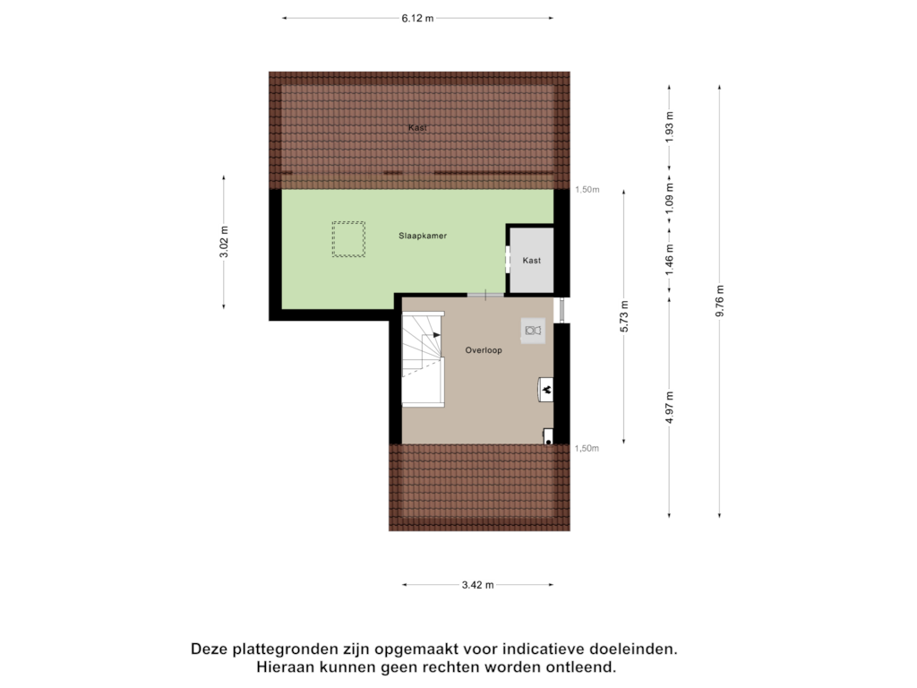 Bekijk plattegrond van Tweede Verdieping van Romeinenstraat 3-A