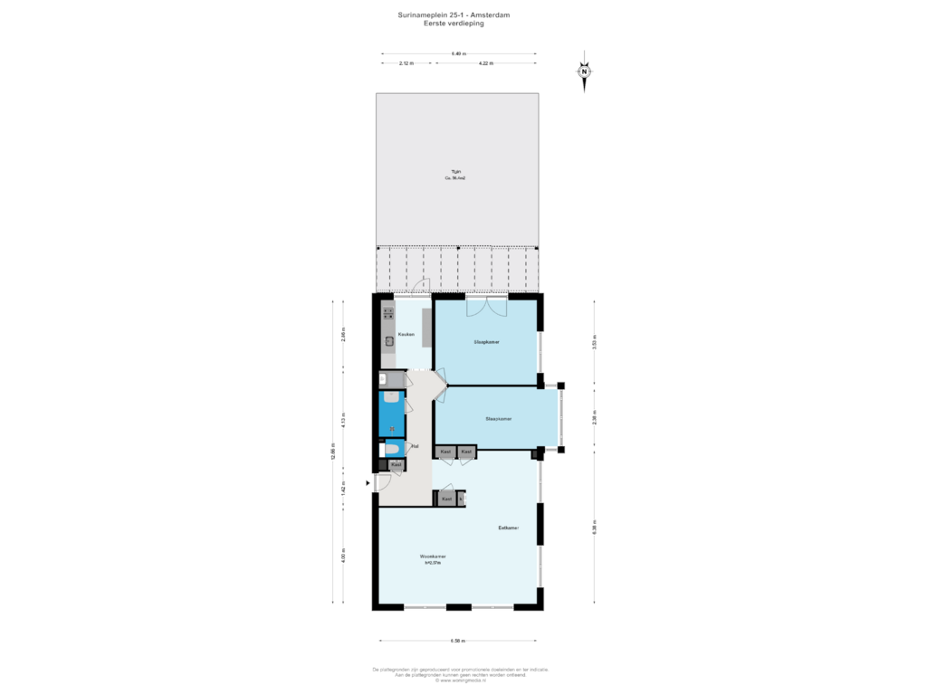 Bekijk plattegrond van 1e_verd van Surinameplein 25-1