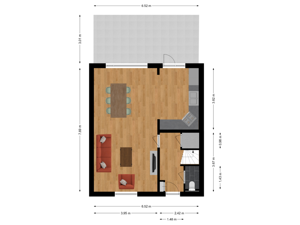 Bekijk plattegrond van Begane grond van Frater Adrianusstraat 6