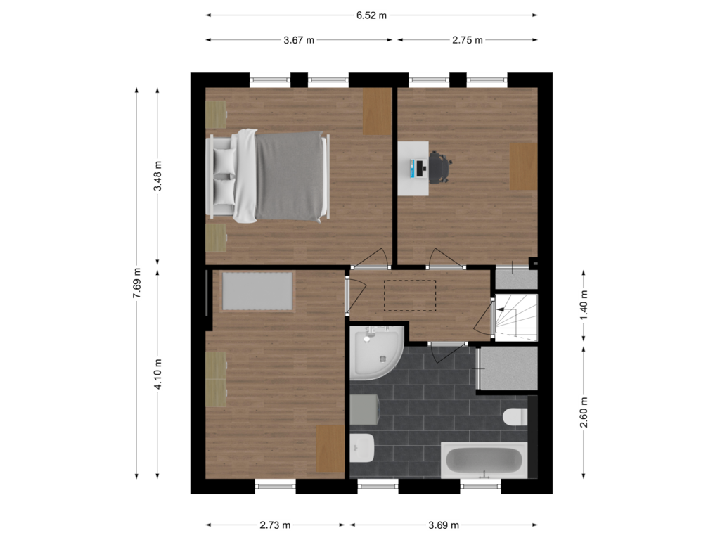 Bekijk plattegrond van Eerste verdieping van Frater Adrianusstraat 6