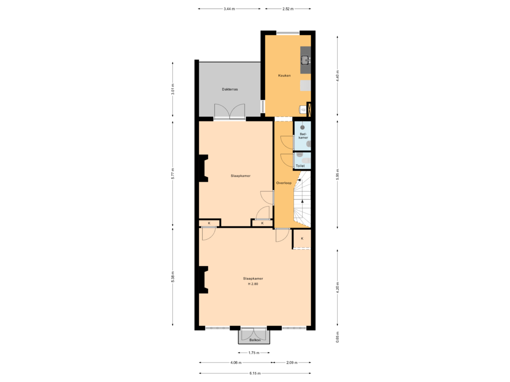 Bekijk plattegrond van 2e Verdieping van Conradkade 52