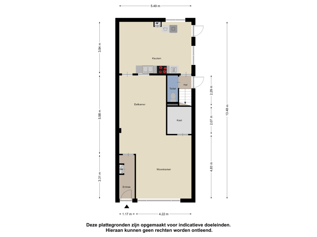 Bekijk plattegrond van Begane grond van Boddenstraat 30