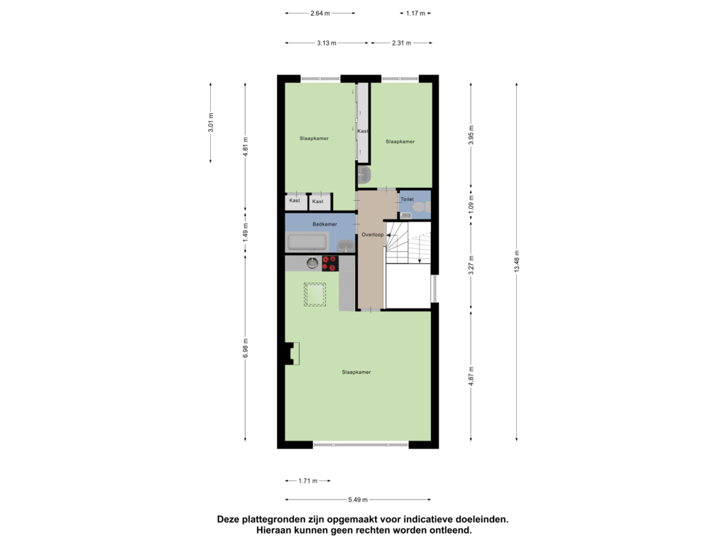 Bekijk plattegrond van Eerste verdieping van Boddenstraat 30