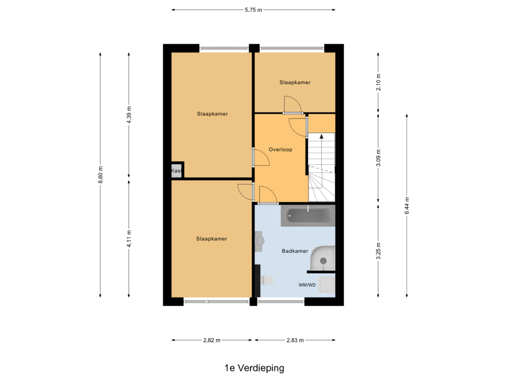 View floorplan of 1e Verdieping of Kastanjelaan 8