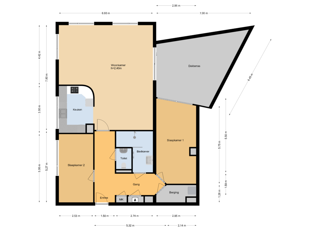 Bekijk plattegrond van 5e etage van Tsjaikovskistraat 104