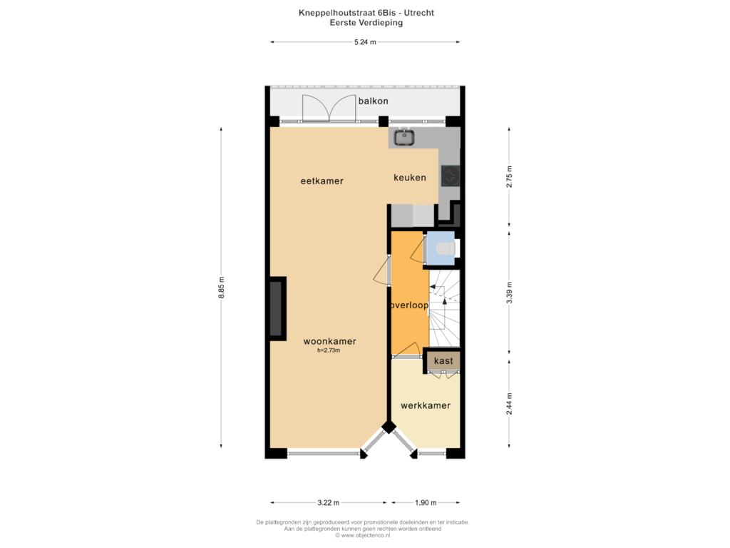 Bekijk plattegrond van Eerste Verdieping van Kneppelhoutstraat 6-BS