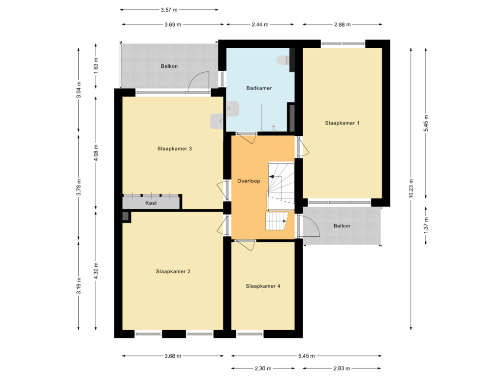 View floorplan of Eerste verdieping of Schaffelaarstraat 96