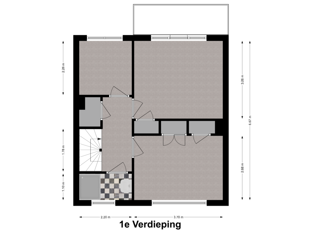 View floorplan of 1e Verdieping of Jacob Catsstraat 18