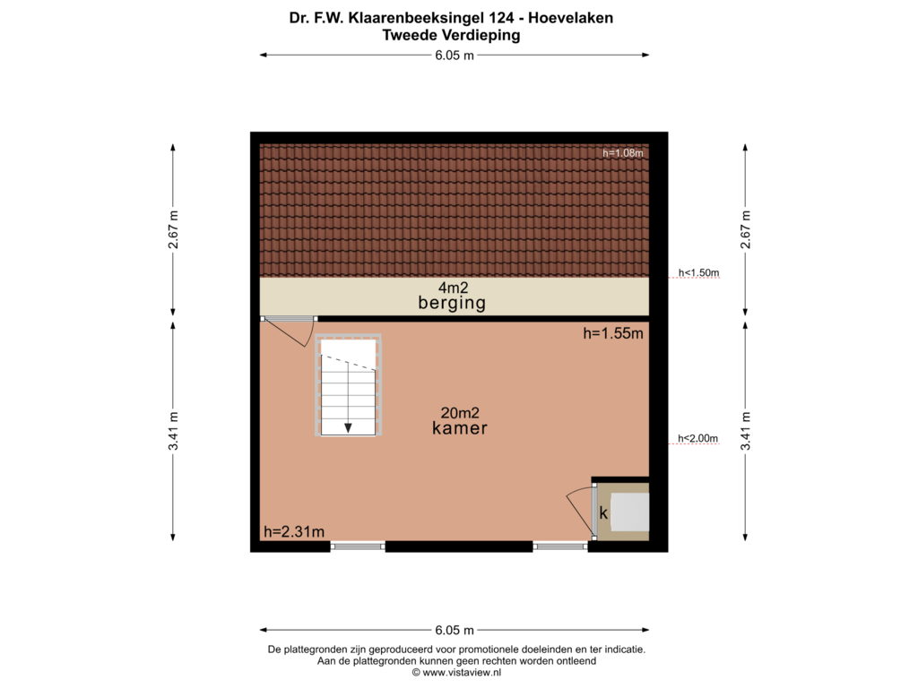 View floorplan of TWEEDE VERDIEPING of Dr. F.W. Klaarenbeeksingel 124