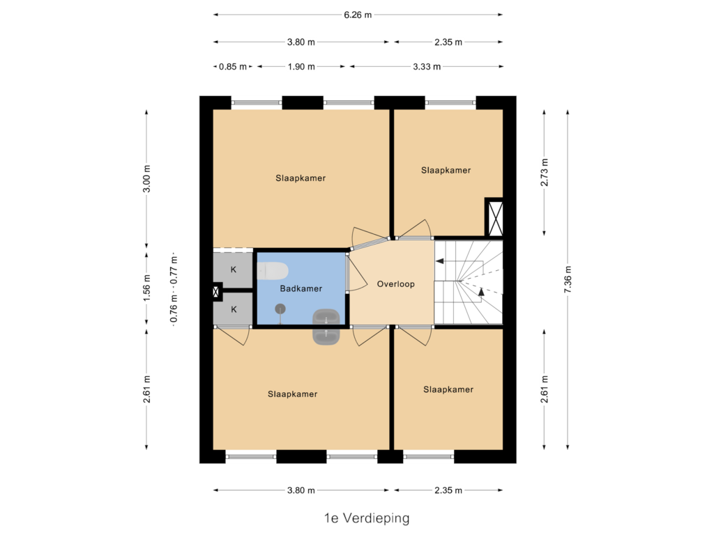 Bekijk plattegrond van 1e Verdieping van Klaprooslaan 171