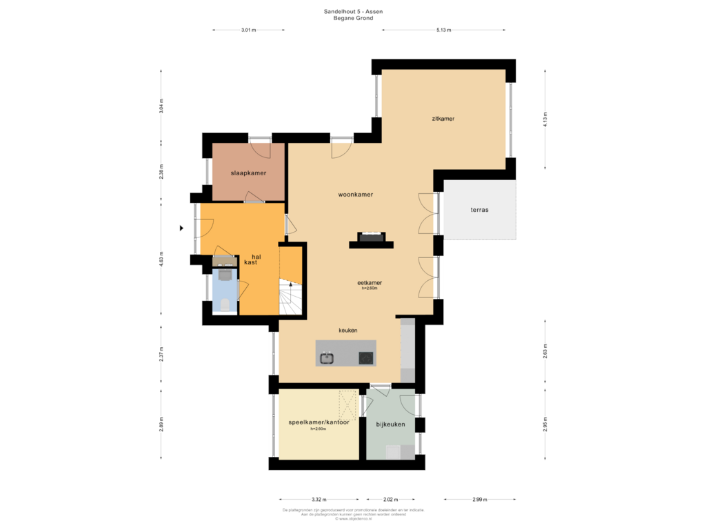 Bekijk plattegrond van BEGANE GROND van Sandelhout 5