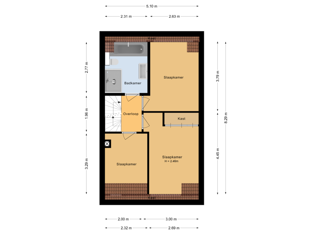 View floorplan of Eerste verdieping of Krommekamp 159