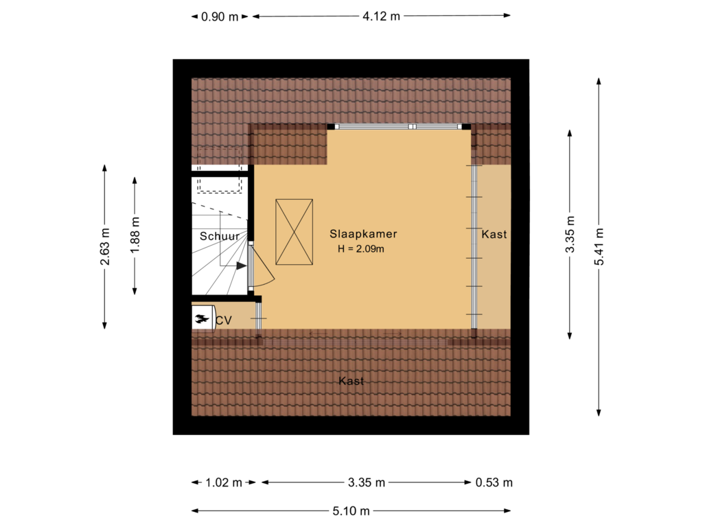 View floorplan of Tweede verdieping of Krommekamp 159