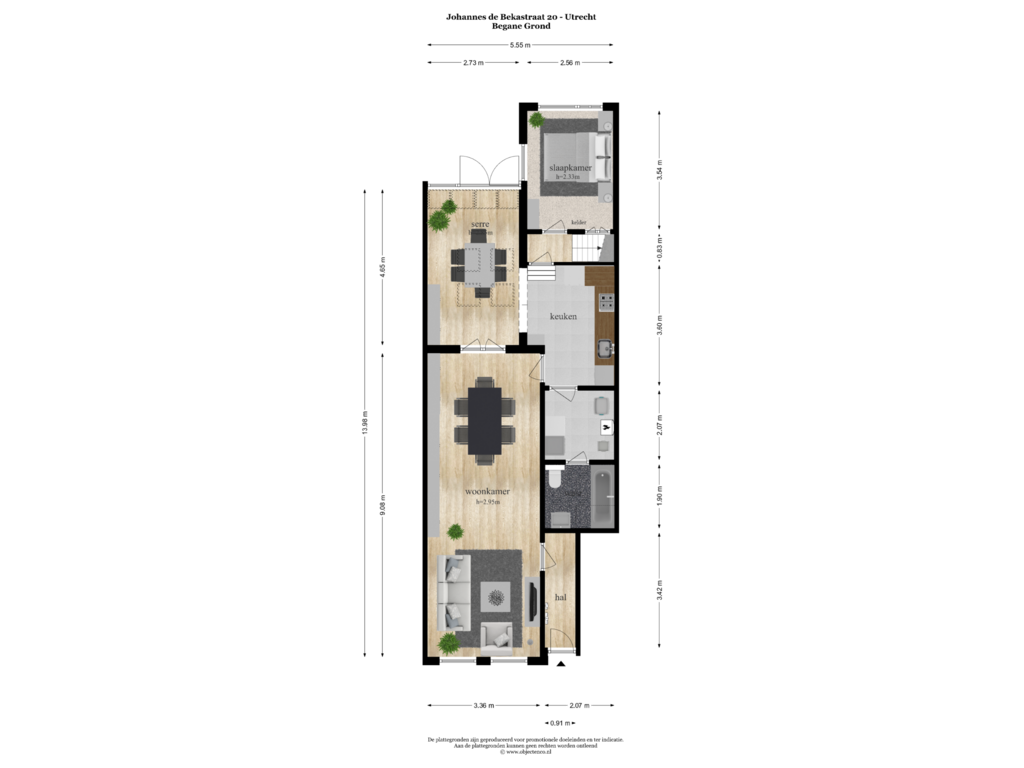 View floorplan of BEGANE GROND of Johannes de Bekastraat 20