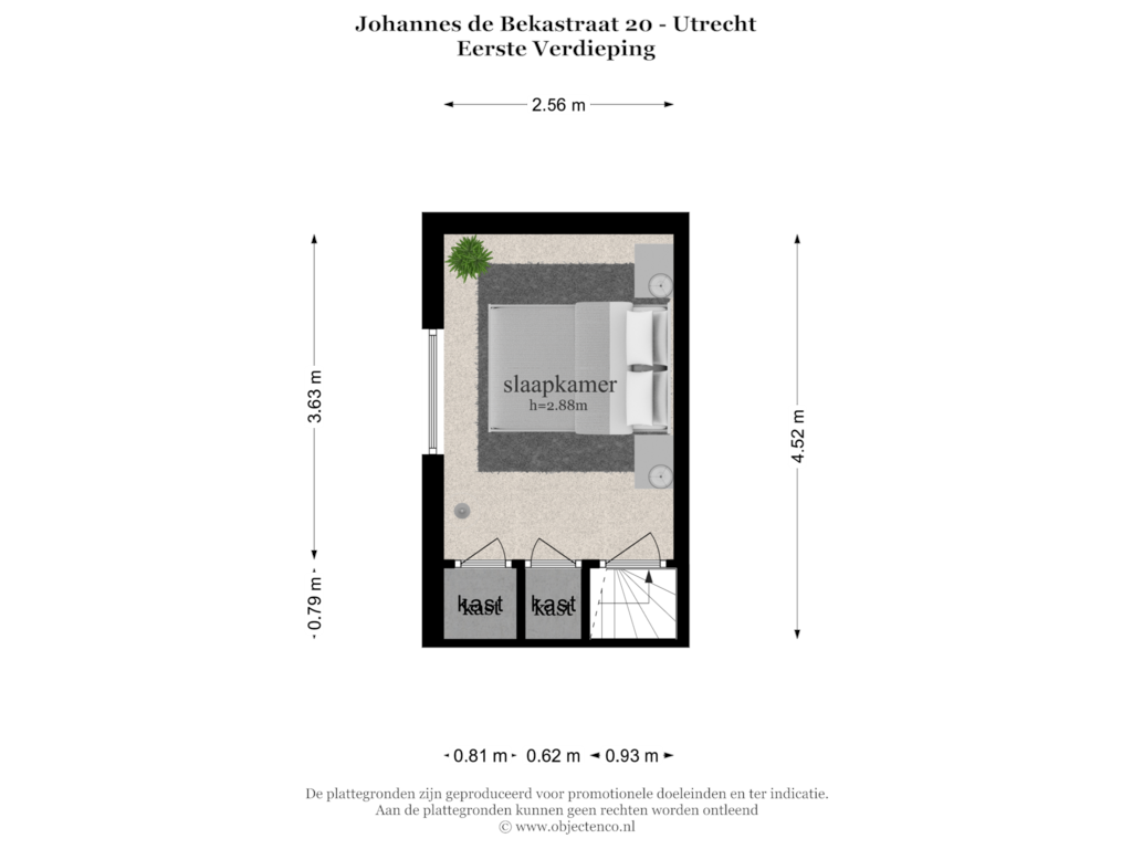 View floorplan of EERSTE VERDIEPING of Johannes de Bekastraat 20