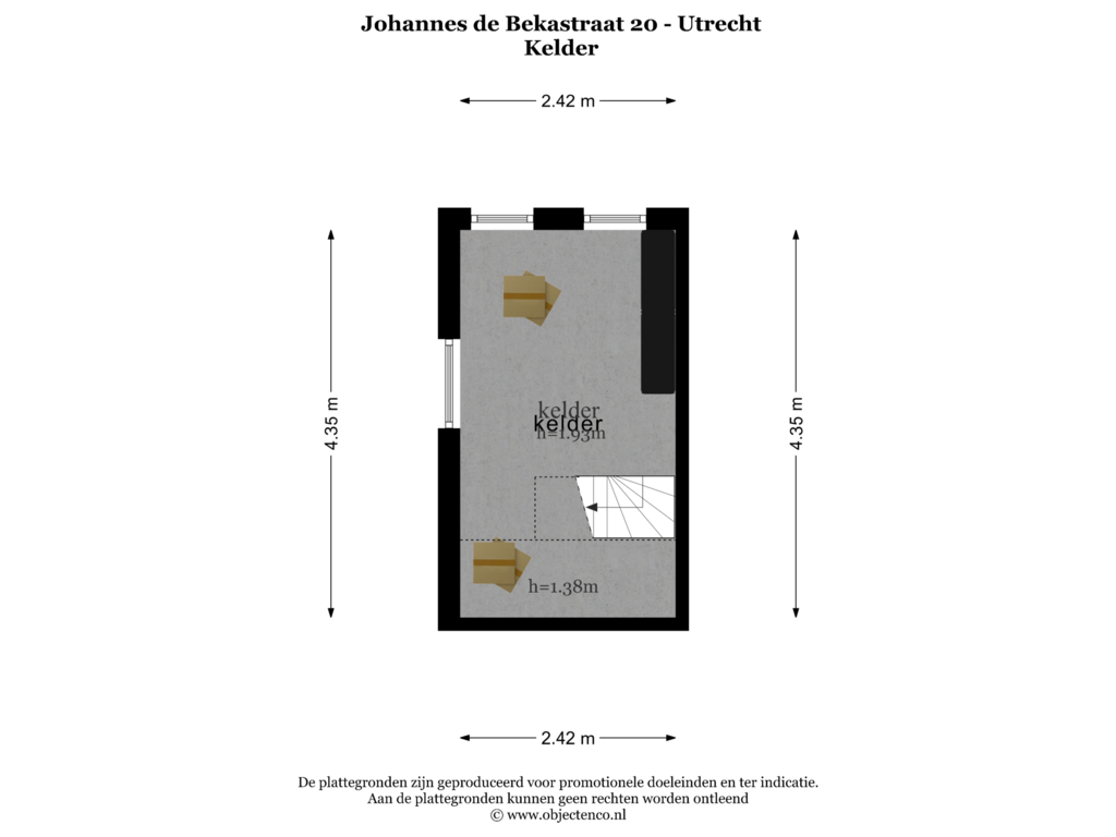 View floorplan of KELDER of Johannes de Bekastraat 20