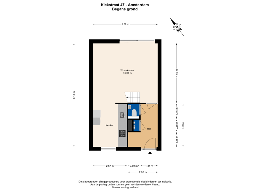 Bekijk plattegrond van Begane grond van Kiekstraat 47