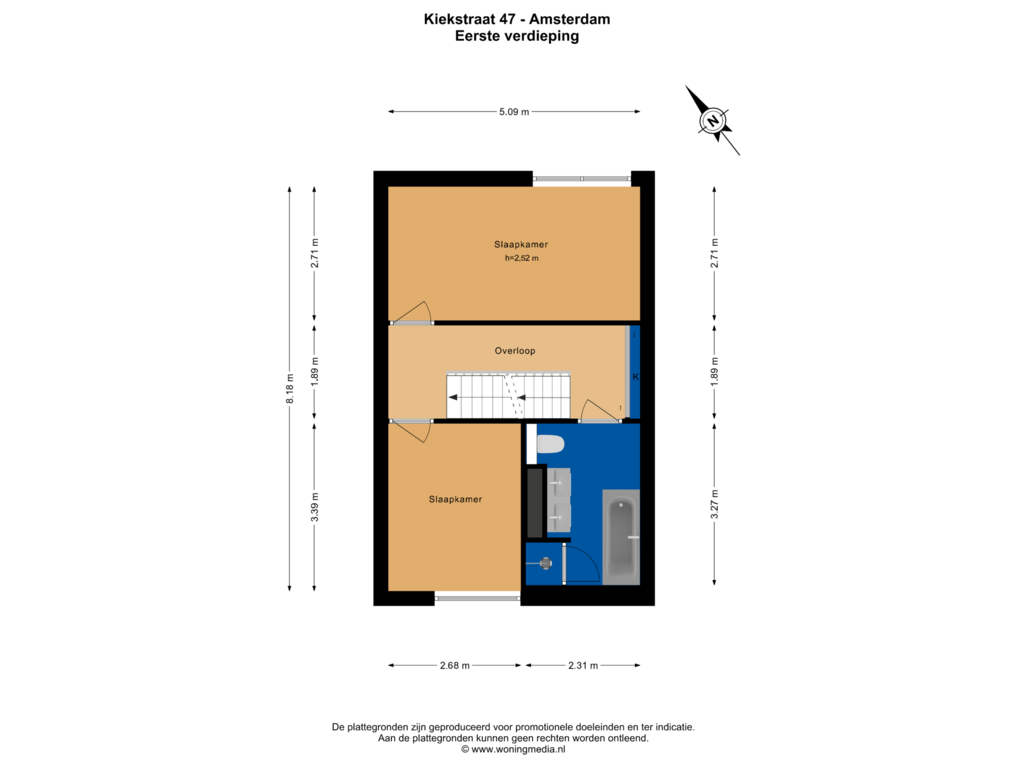 Bekijk plattegrond van Eerste verdieping van Kiekstraat 47