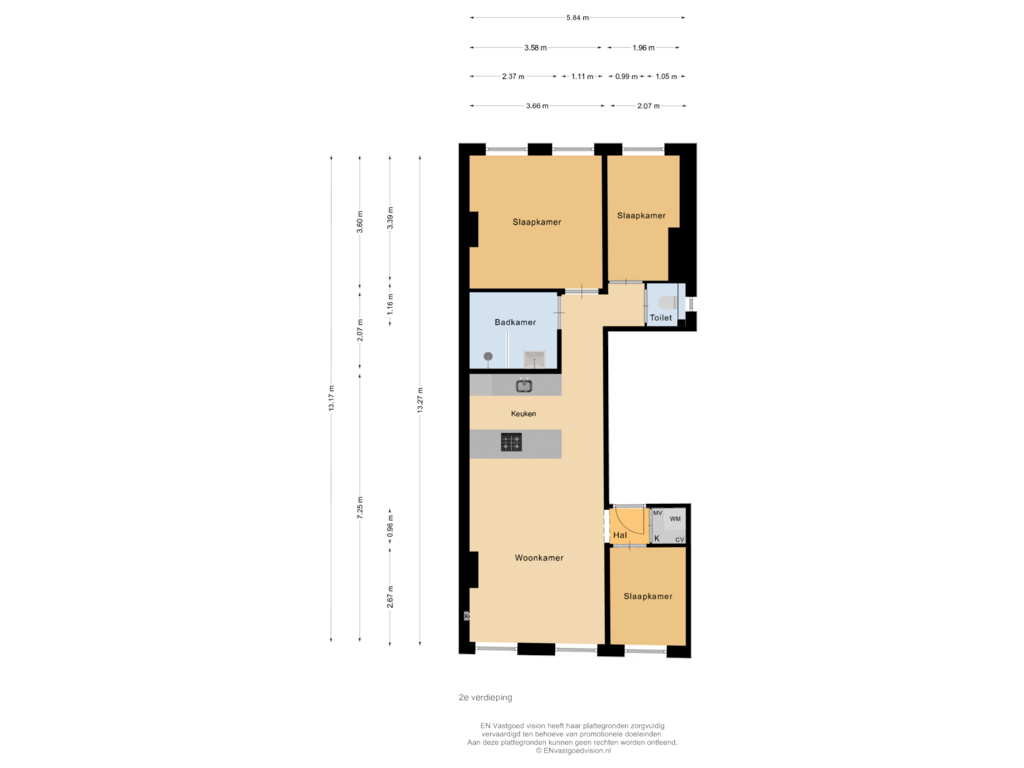 Bekijk plattegrond van 2e verdieping van Utrechtsedwarsstraat 17-C