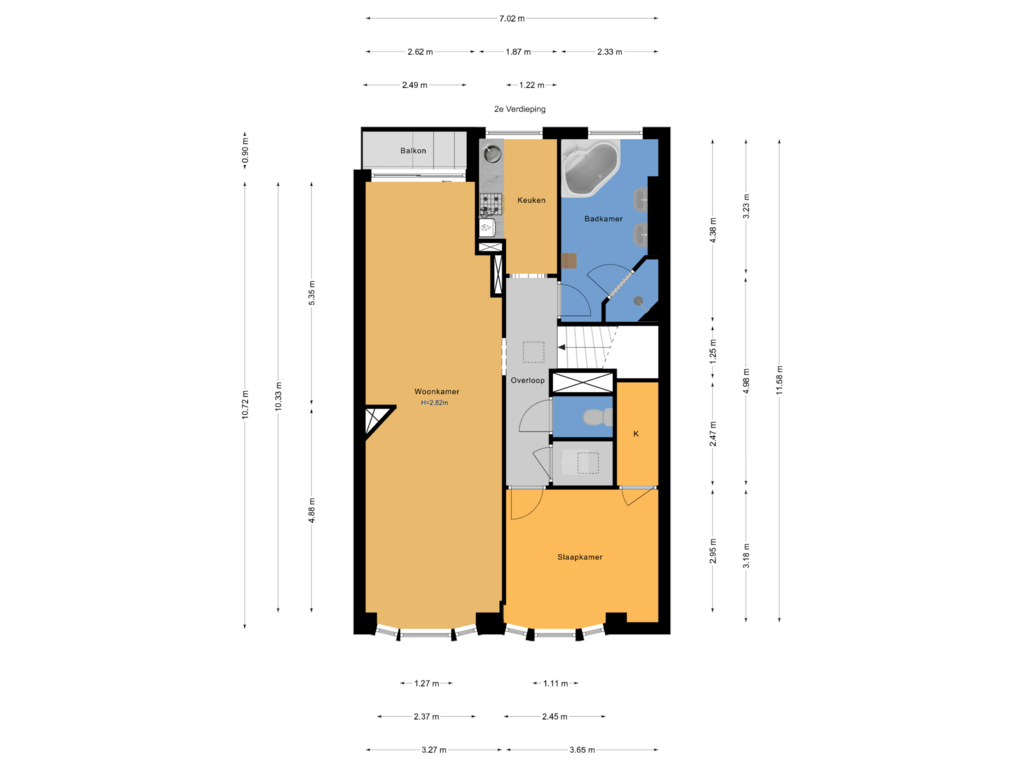 Bekijk plattegrond van 2e Verdieping van Den Helderstraat 93