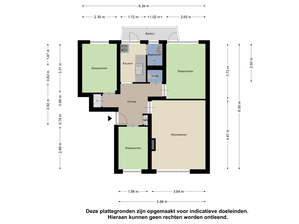 View floorplan of Appartement of Voetjesstraat 32-C