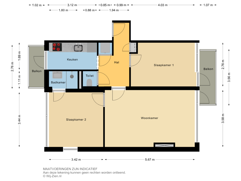 View floorplan of Appartement of Quadenoord 276