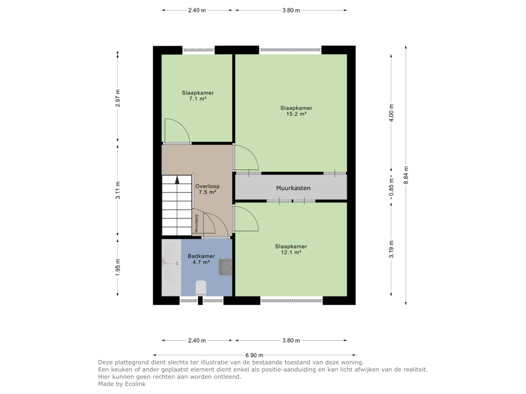 Bekijk plattegrond van 1e verdieping van Spaansesingel 11