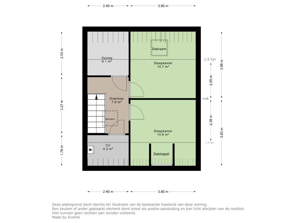 Bekijk plattegrond van 2e verdieping/zolder van Spaansesingel 11