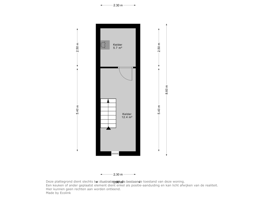 Bekijk plattegrond van Kelder van Spaansesingel 11