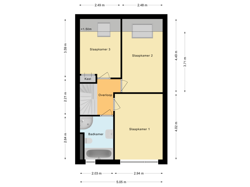 View floorplan of Eerste Verdieping of Maarten Trompstraat 3