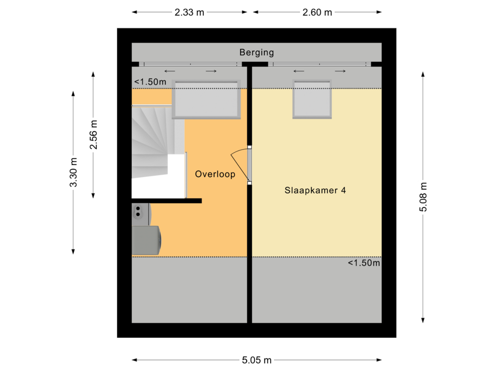 View floorplan of Tweede Verdieping of Maarten Trompstraat 3