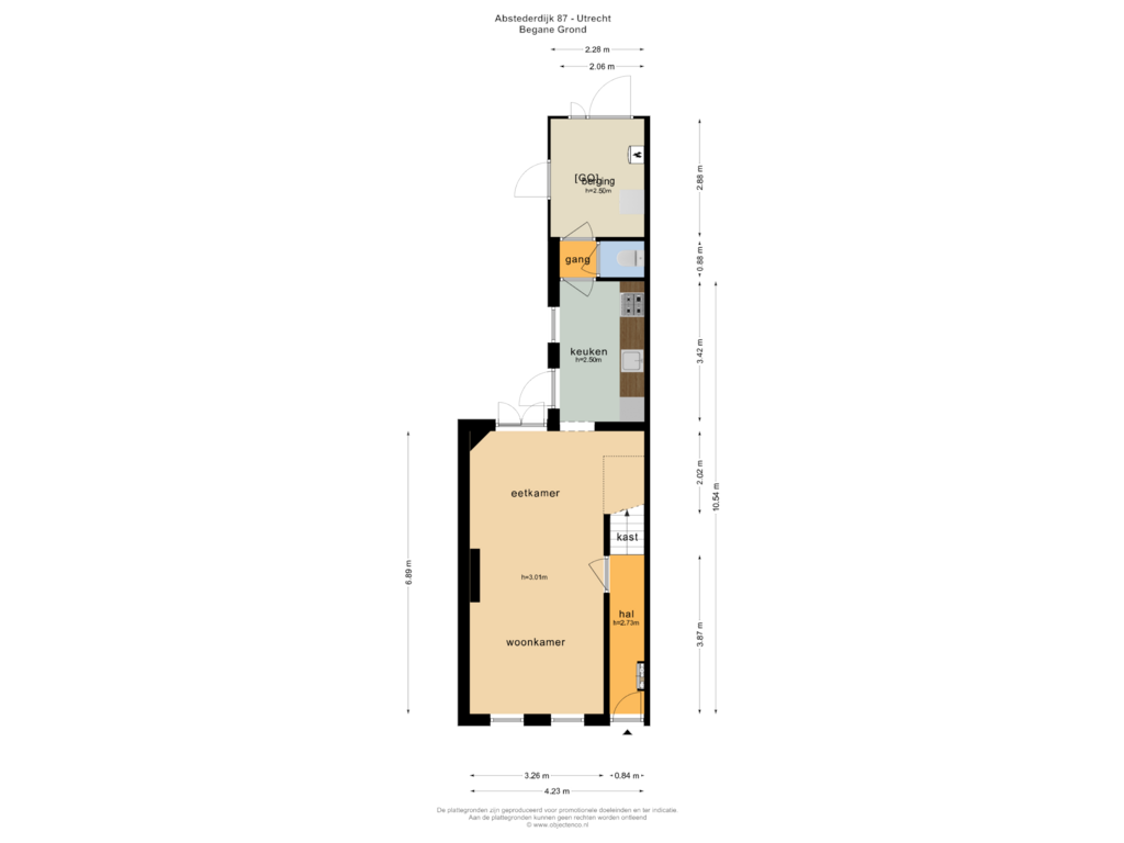 Bekijk plattegrond van BEGANE GROND van Abstederdijk 87