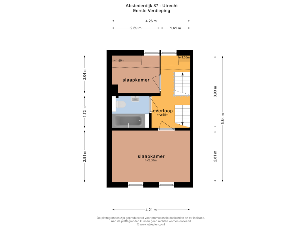 Bekijk plattegrond van EERSTE VERDIEPING van Abstederdijk 87