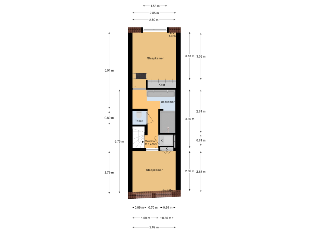 Bekijk plattegrond van 2e verdieping van Schalkwijkstraat 49