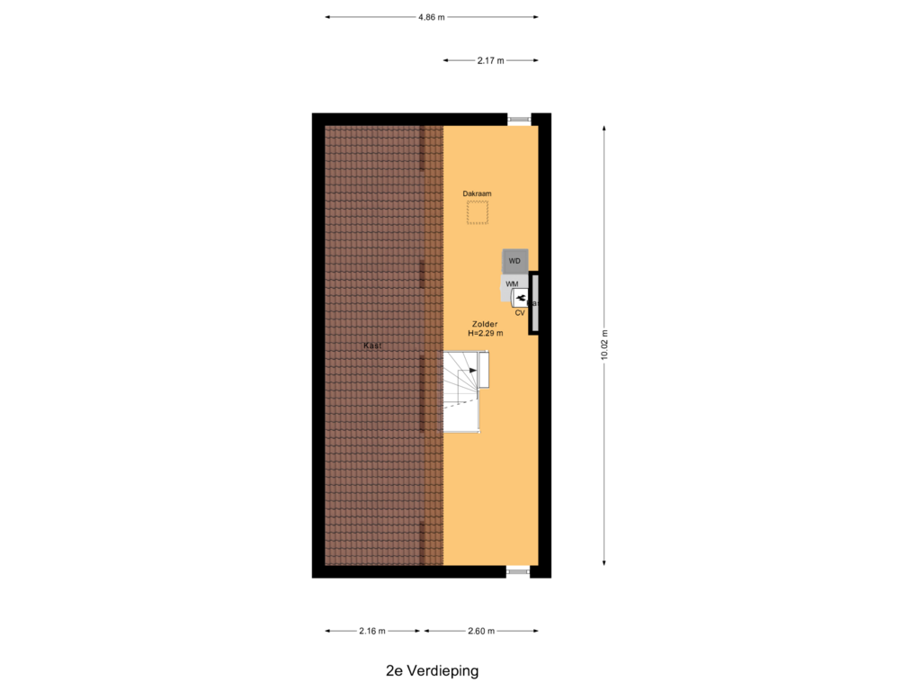 Bekijk plattegrond van 2e Verdieping van Veulenstraat 13