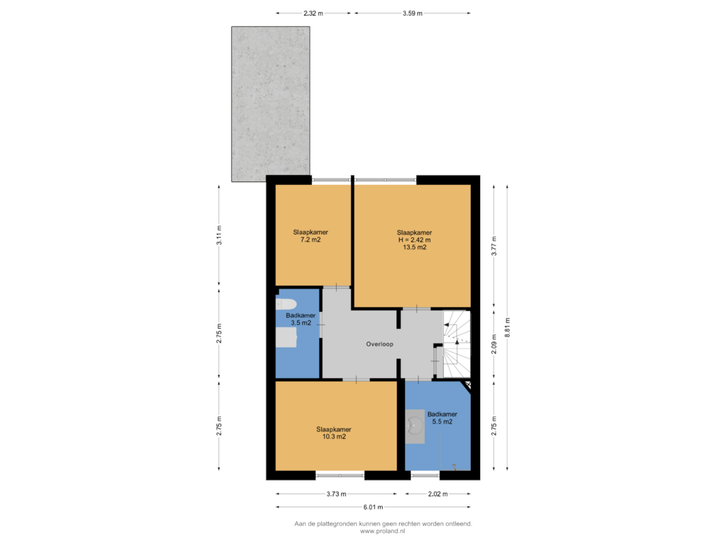 View floorplan of 1e Verdieping of Kluivingskampenweg 7