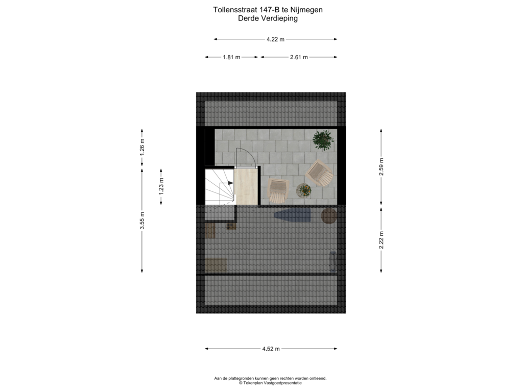 View floorplan of Derde Verdieping of Tollensstraat 147-B