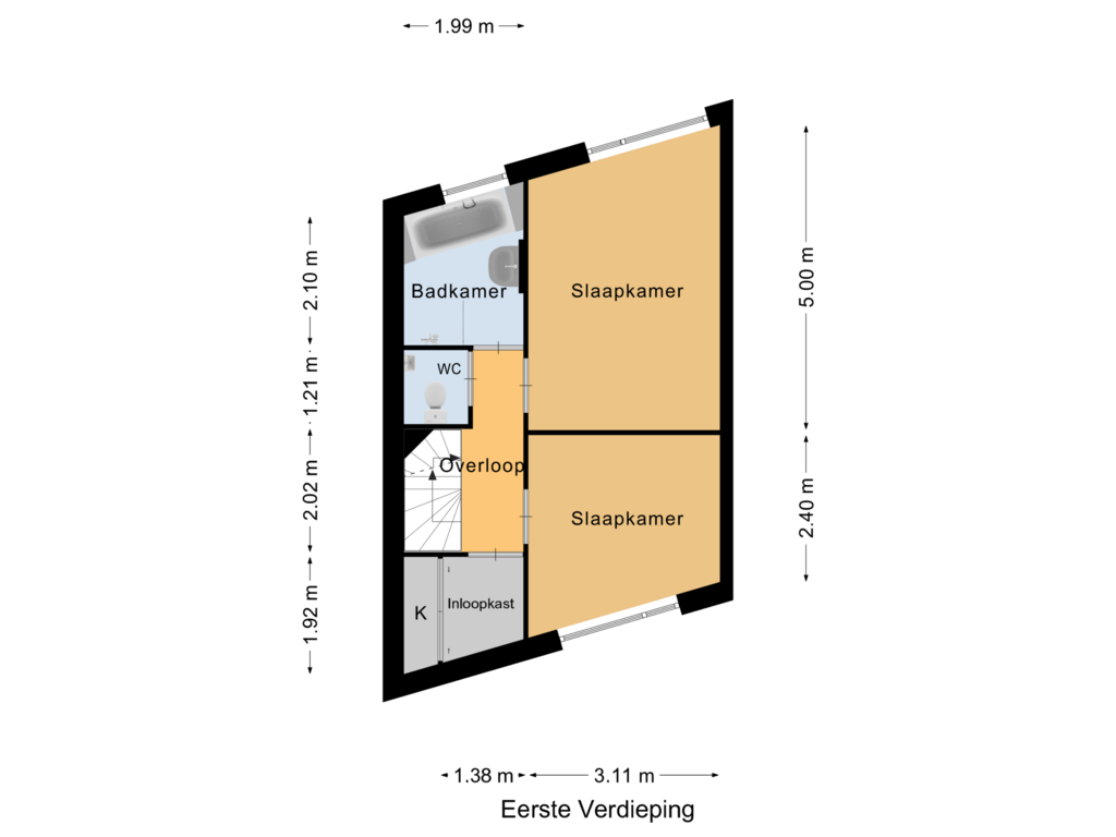 View floorplan of Eerste Verdieping of Mgr. Verrietstraat 17