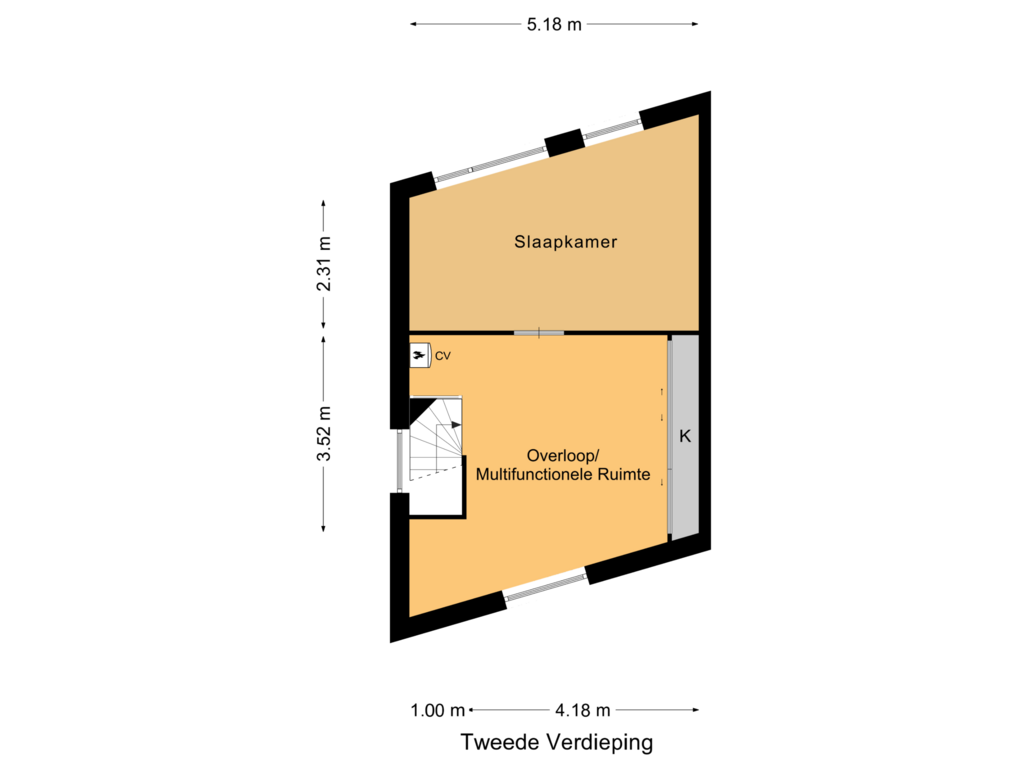 View floorplan of Tweede Verdieping of Mgr. Verrietstraat 17