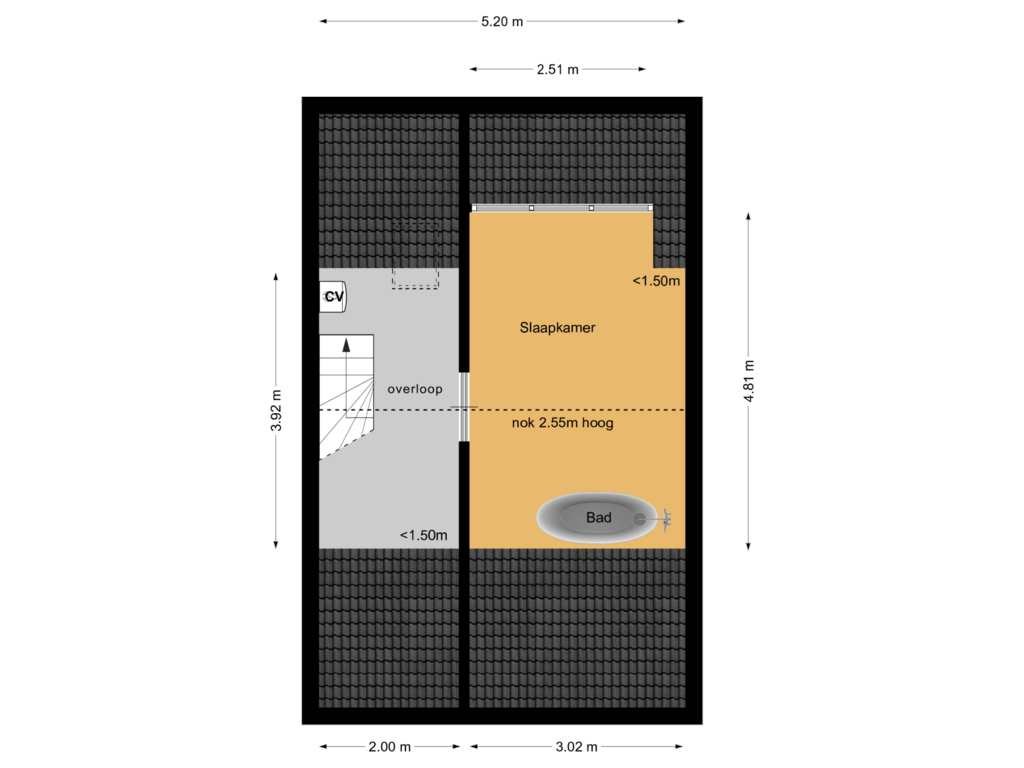 View floorplan of Tweede verdieping of Vrijheid 32