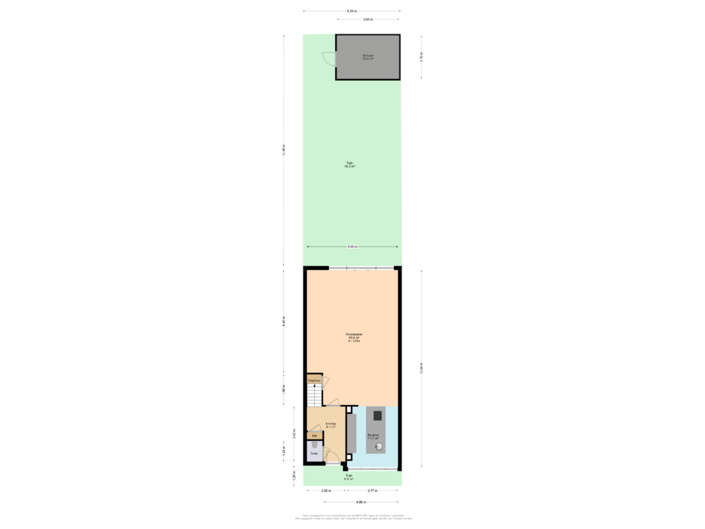 Bekijk plattegrond van begane grond perceel van Hazerswoudestraat 117