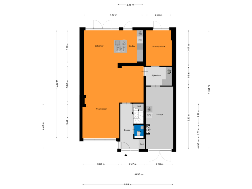 Bekijk plattegrond van Begane Grond van Trompstraat 17