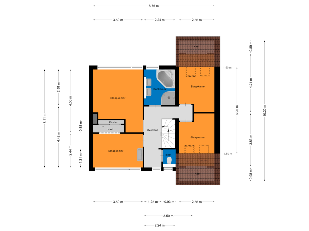 Bekijk plattegrond van Eerste Verdieping van Trompstraat 17